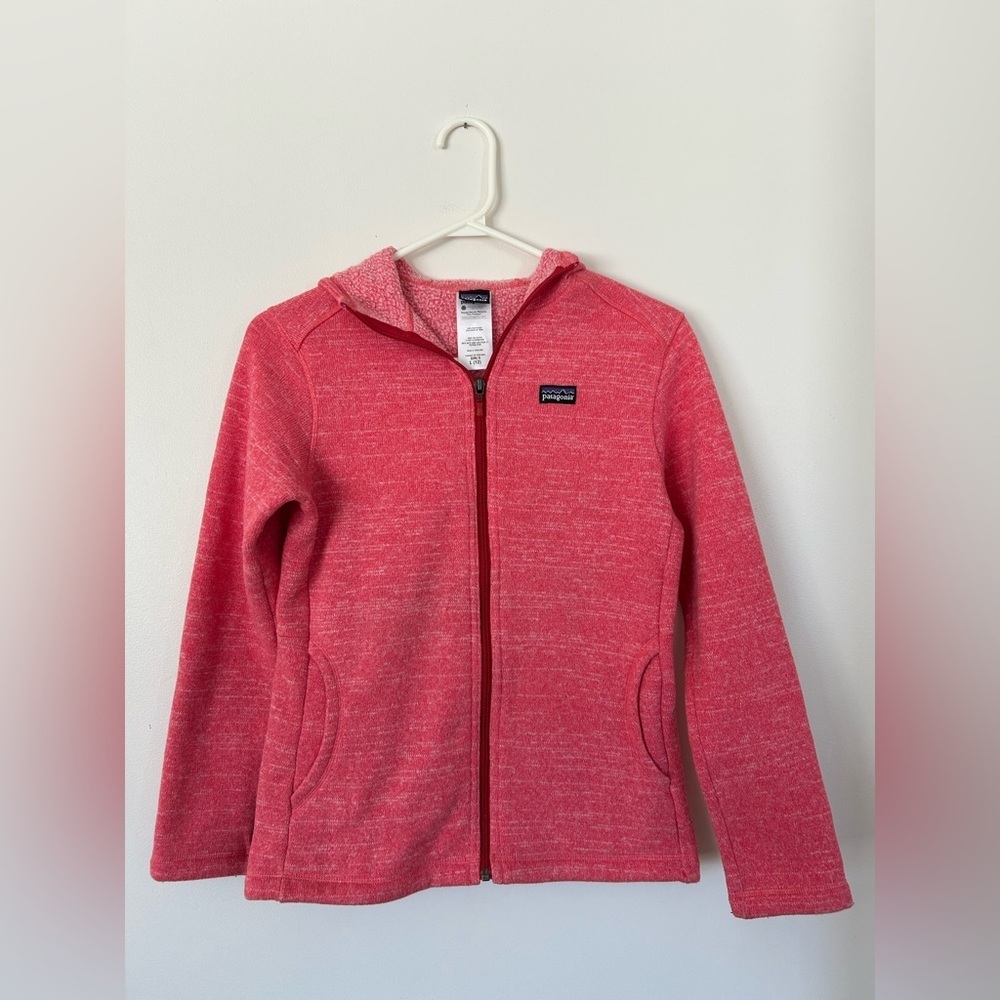 Girls Patagonia Better Sweater Hoody Full Zip Fleece Jacket Coat L 12 Pink
